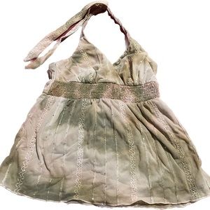 Green Tied Halter Top Medium